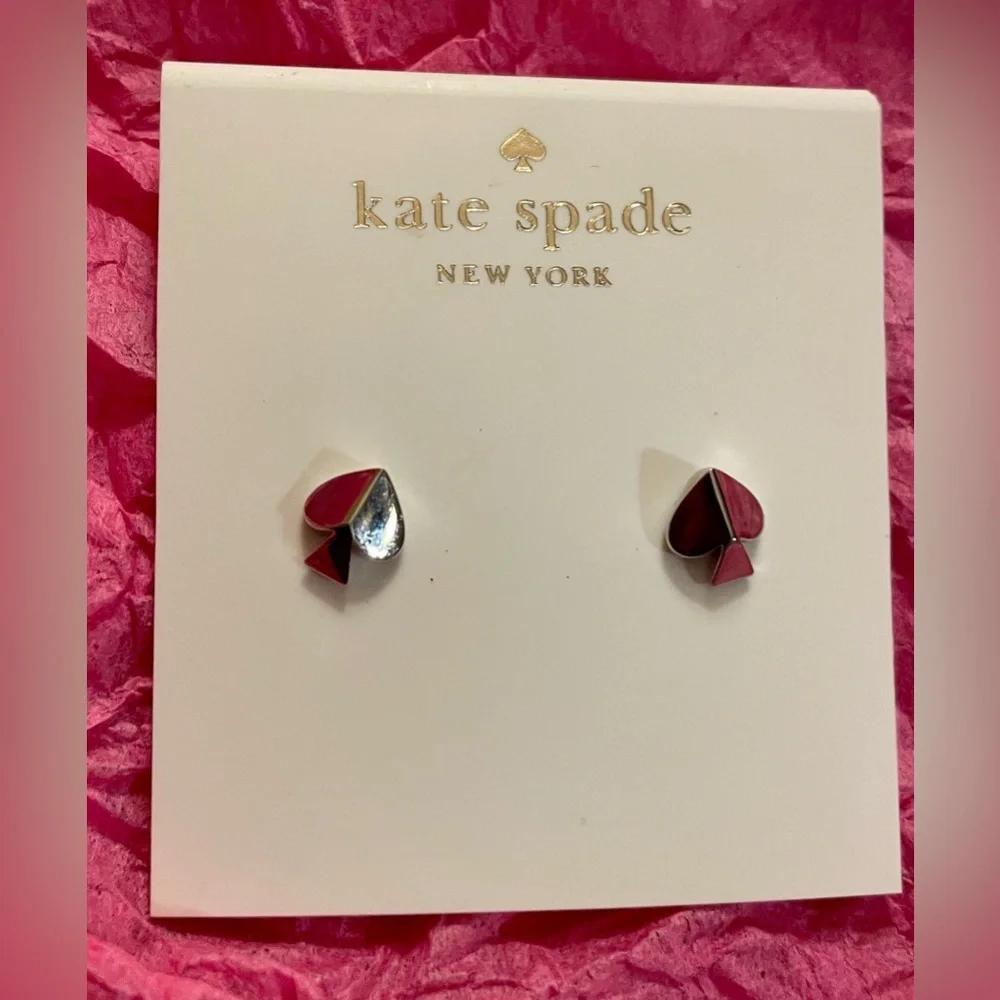 Kate Spade - Legacy Logo Stud Earrings | Silver - New - Comes W/ Kate Spade Bag